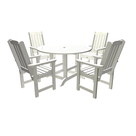 Highwood Usa Lehigh 5pc Round Outdoor Patio Furniture Dining Set AD-DNL48-WHE